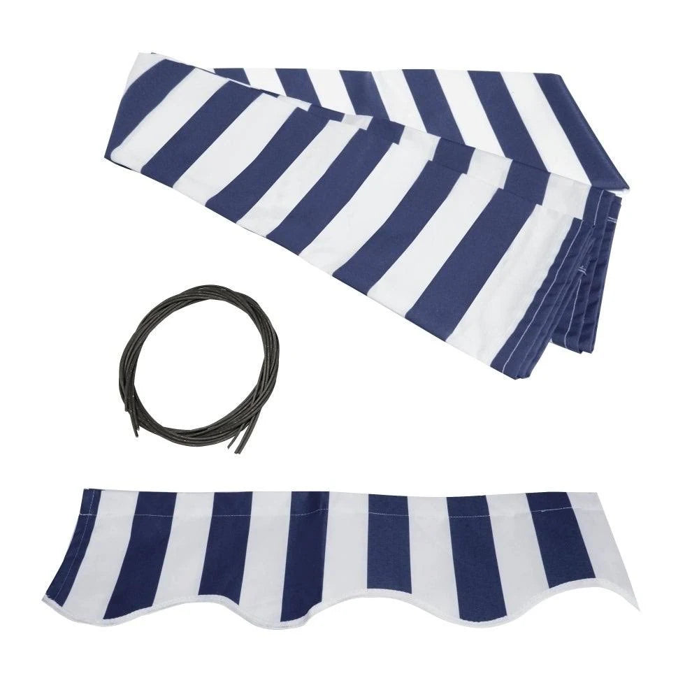 13 x 10 ft. Motorized Retractable Patio Deck Awning Blue & White B549387