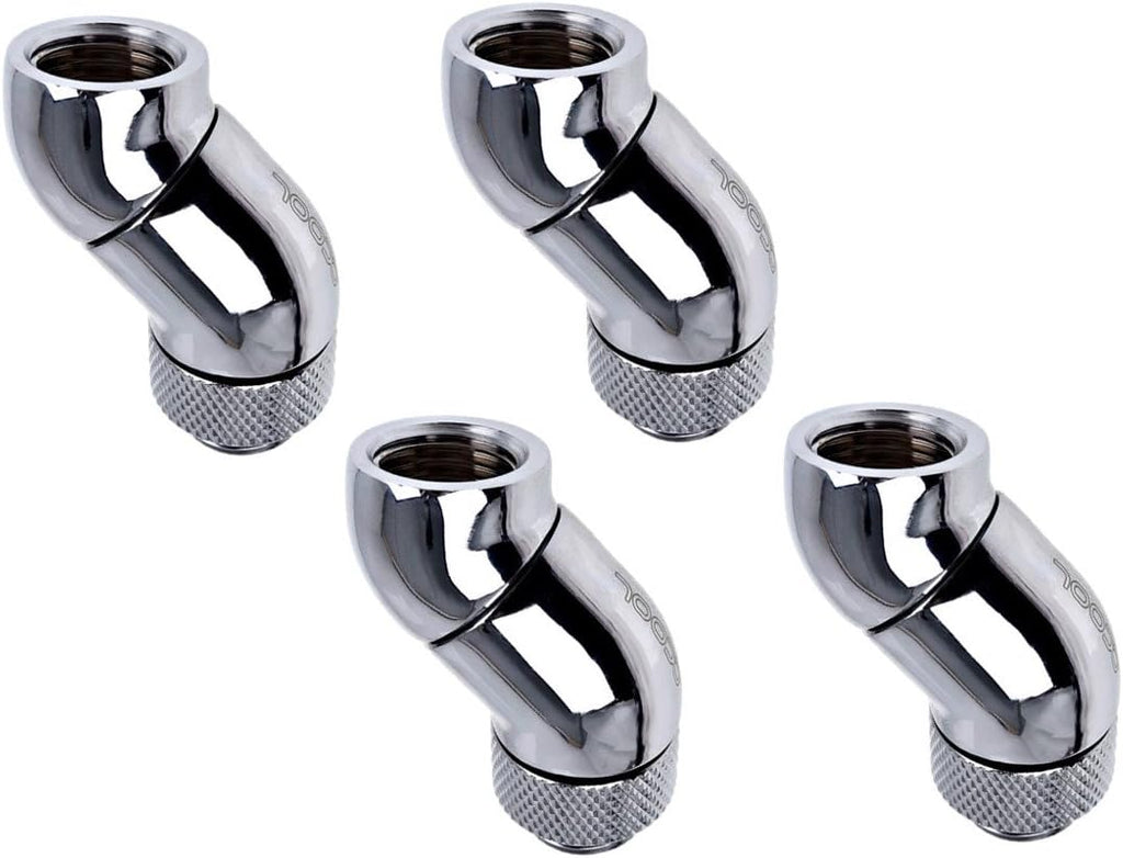 Chrome G1/4" Male to Female Extender, Double 45 Degree / 2X Rotary, 4-Pack P222618