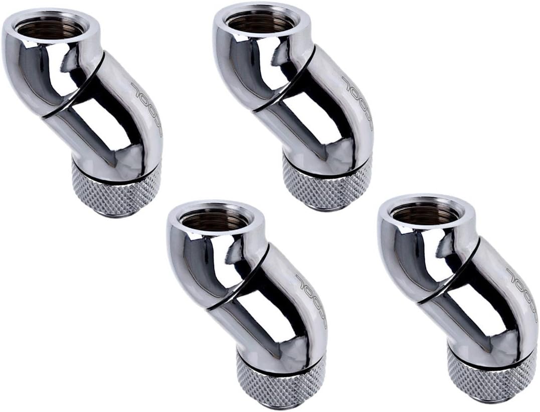 Chrome G1/4" Male to Female Extender, Double 45 Degree / 2X Rotary, 4-Pack P222618
