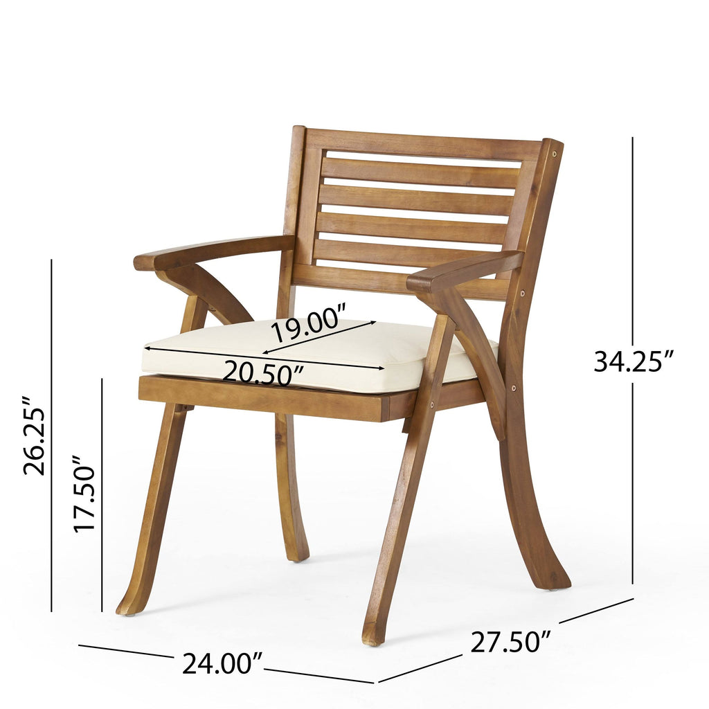 Gray Acacia Wood Arm Chair - 2 count V58877