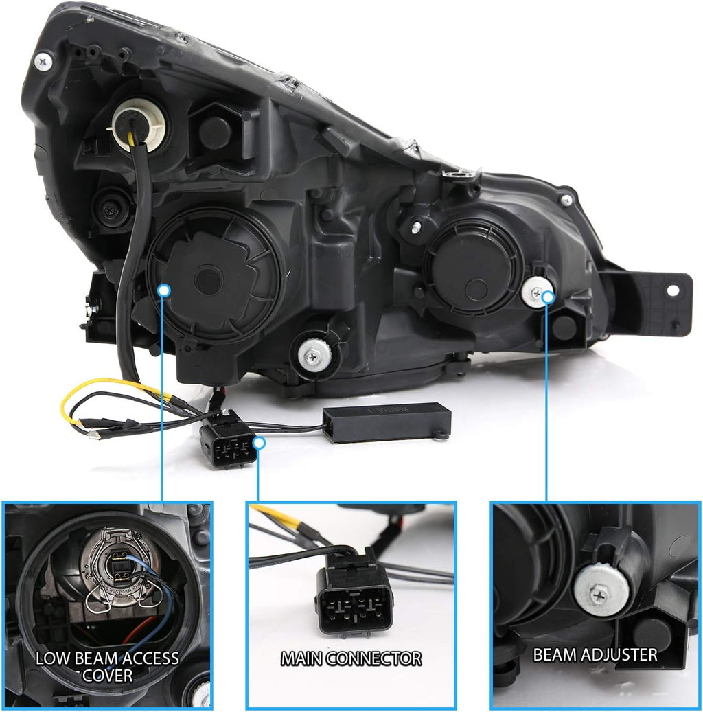 Black Dual LED Bar Projector Headlights R884