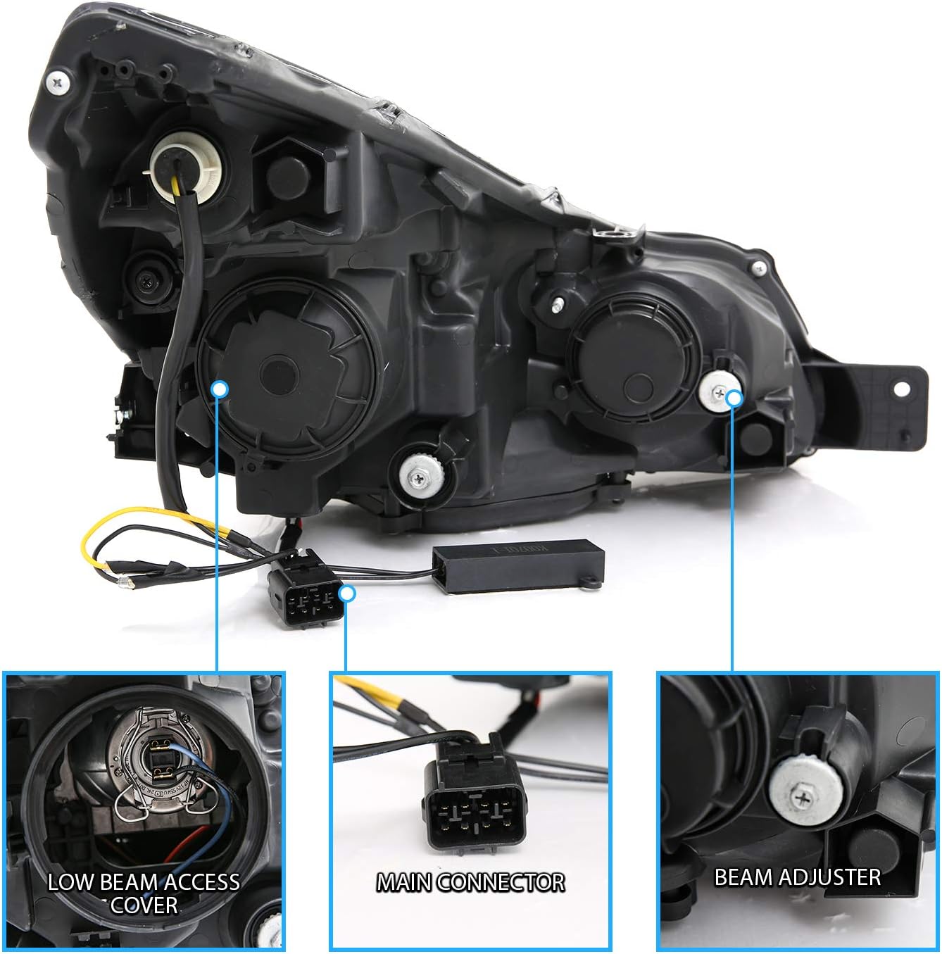Black Dual LED Bar Projector Headlights R884