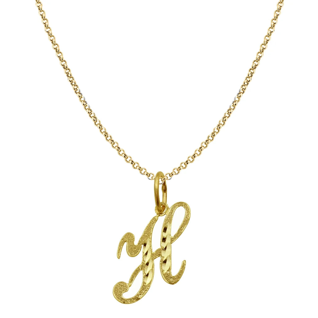 14K Yellow Gold Diamond-Cut Initial Pendant with 16" Chain Necklace P612336