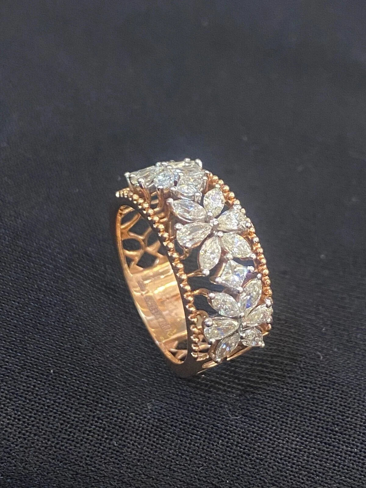 Marquise Pear Princess Shape Diamond Art Deco Wedding Ring In 14K Rose Gold Y15172
