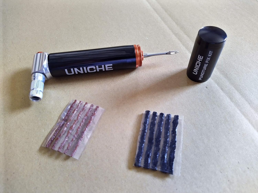 CO2 Inflator Tubeless Tire Repair Tool Kit with Storage Canister, Insertion Tool and Plugs T36047