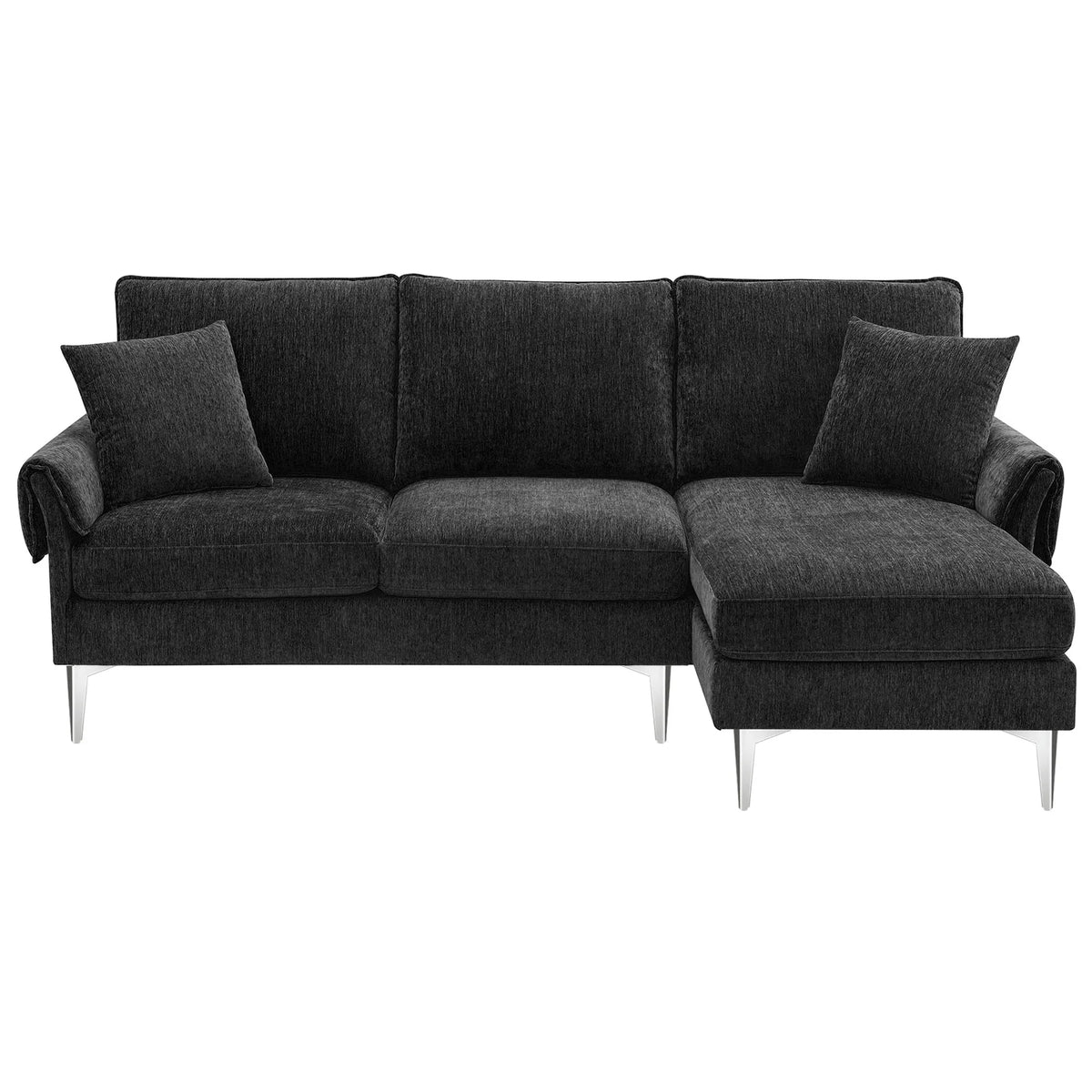 84" Chenille L-Shaped Convertible Sectional Sofa with Reversible Chaise Lounge Y525393