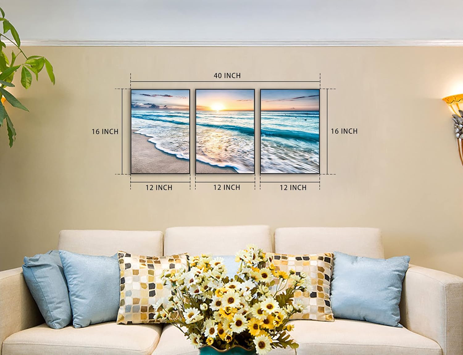 3 Pcs Framed 12x16 Beach Canvas Wall Art I444646