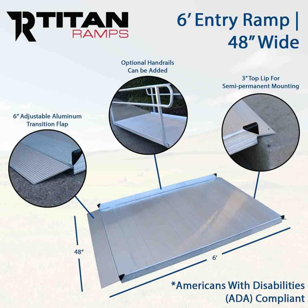 6 Foot Aluminum Wheelchair Entry Ramp K888