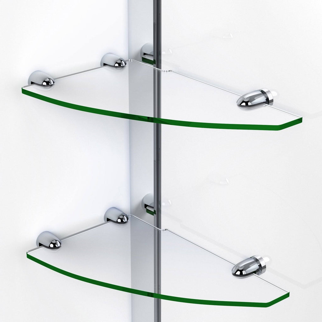 Frameless Hinged Shower Door with Shelves Brushed Nickel Y185294