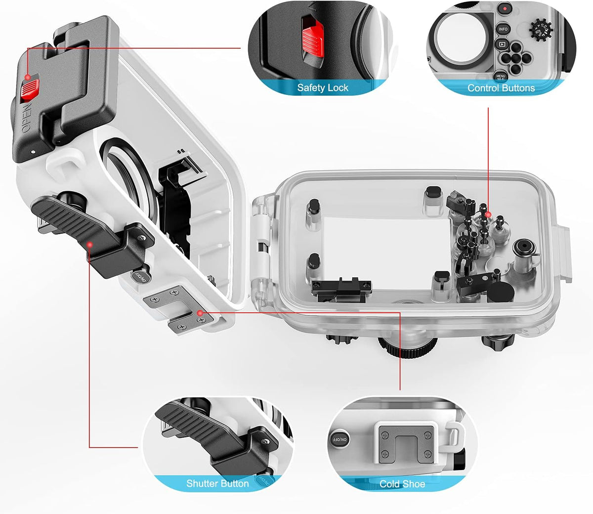 White Waterproof Diving Case for Olympus TG-6 K628132