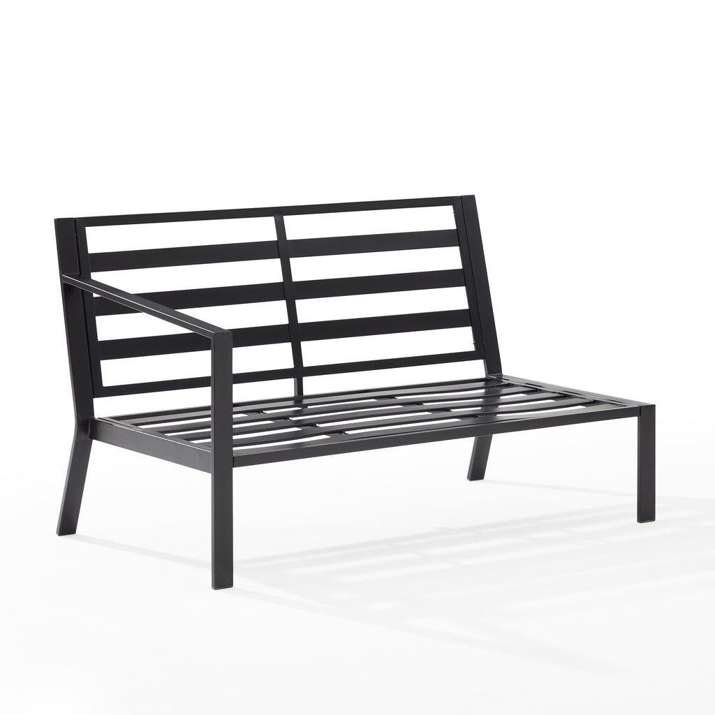 Taupe Matte Black Outdoor Metal Sectional Loveseat B655269