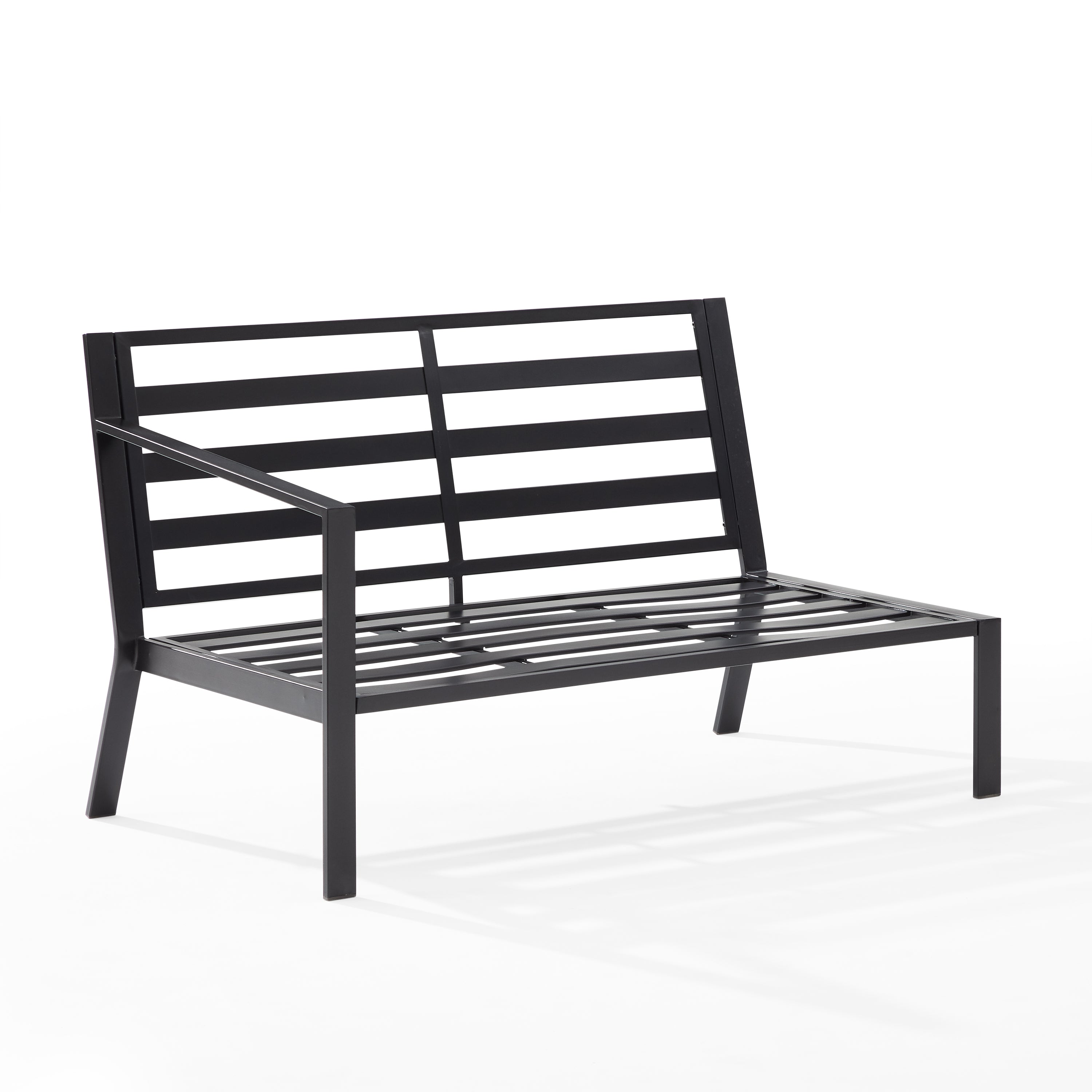 Taupe Matte Black Outdoor Metal Sectional Loveseat B655269