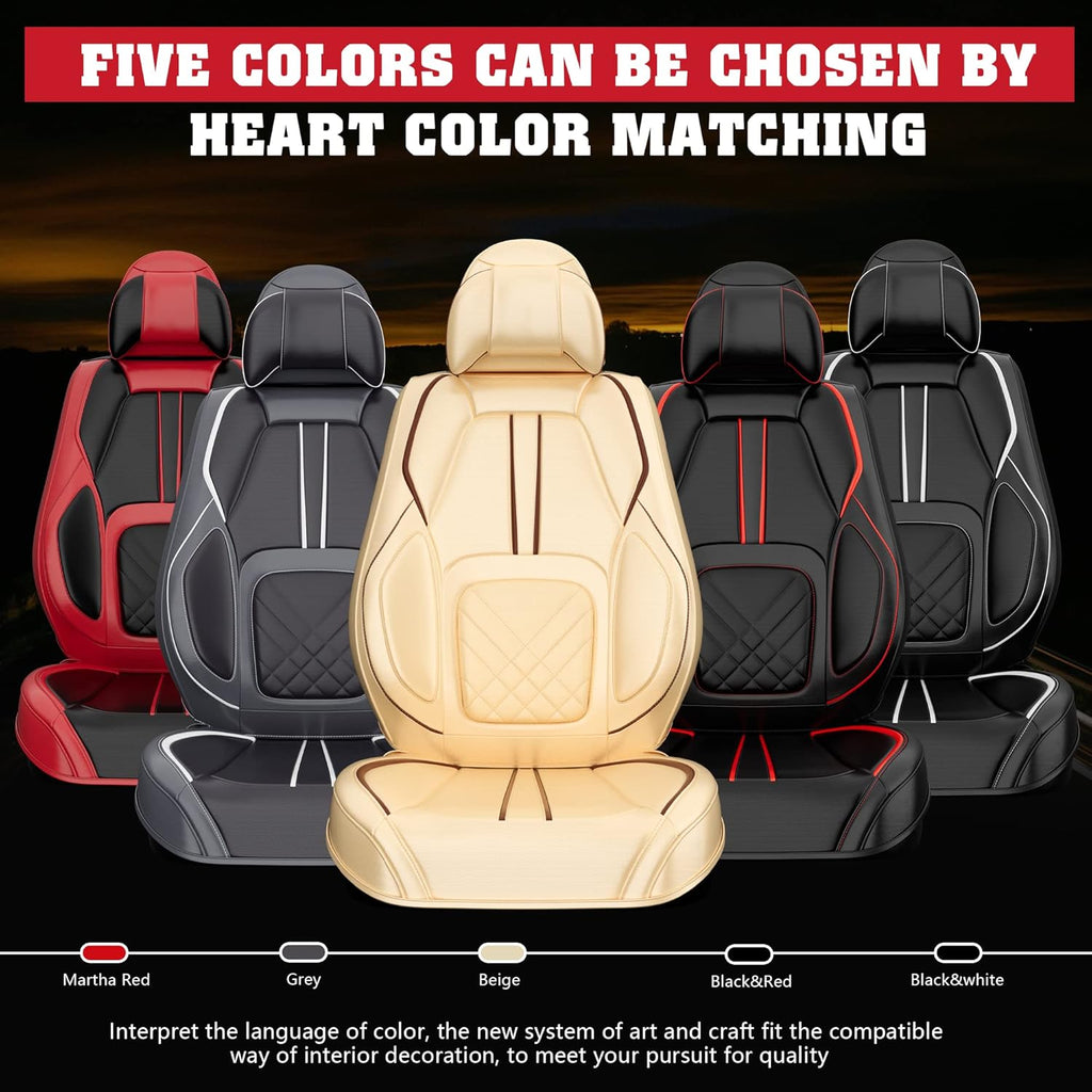5PCS Water Proof Nappa Leather Car Seat Covers (Full Set, Beige) Y4026