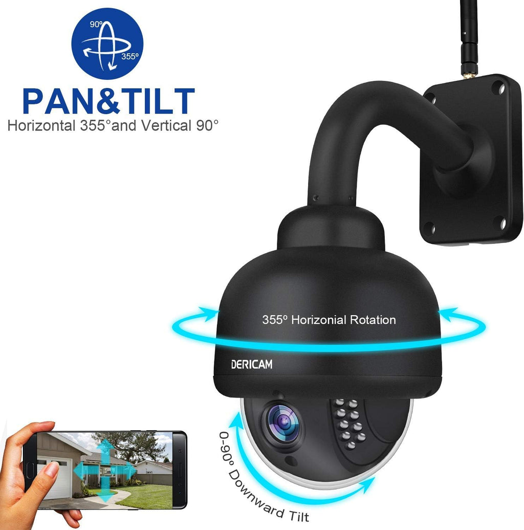 Black Outdoor WiFi PTZ Security Camera with 4X Optical Zoom and 32GB Memory Card R99683