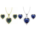 24k Yellow and White Gold Alexandrite and Blue Sapphire Necklace Set 18 inch D209596