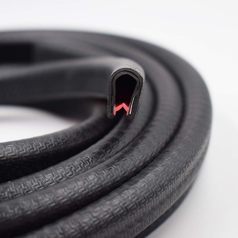 Black PVC Rubber U Edge Trim Weather Strip Protector, 21 FT, Pack of 2 B43429