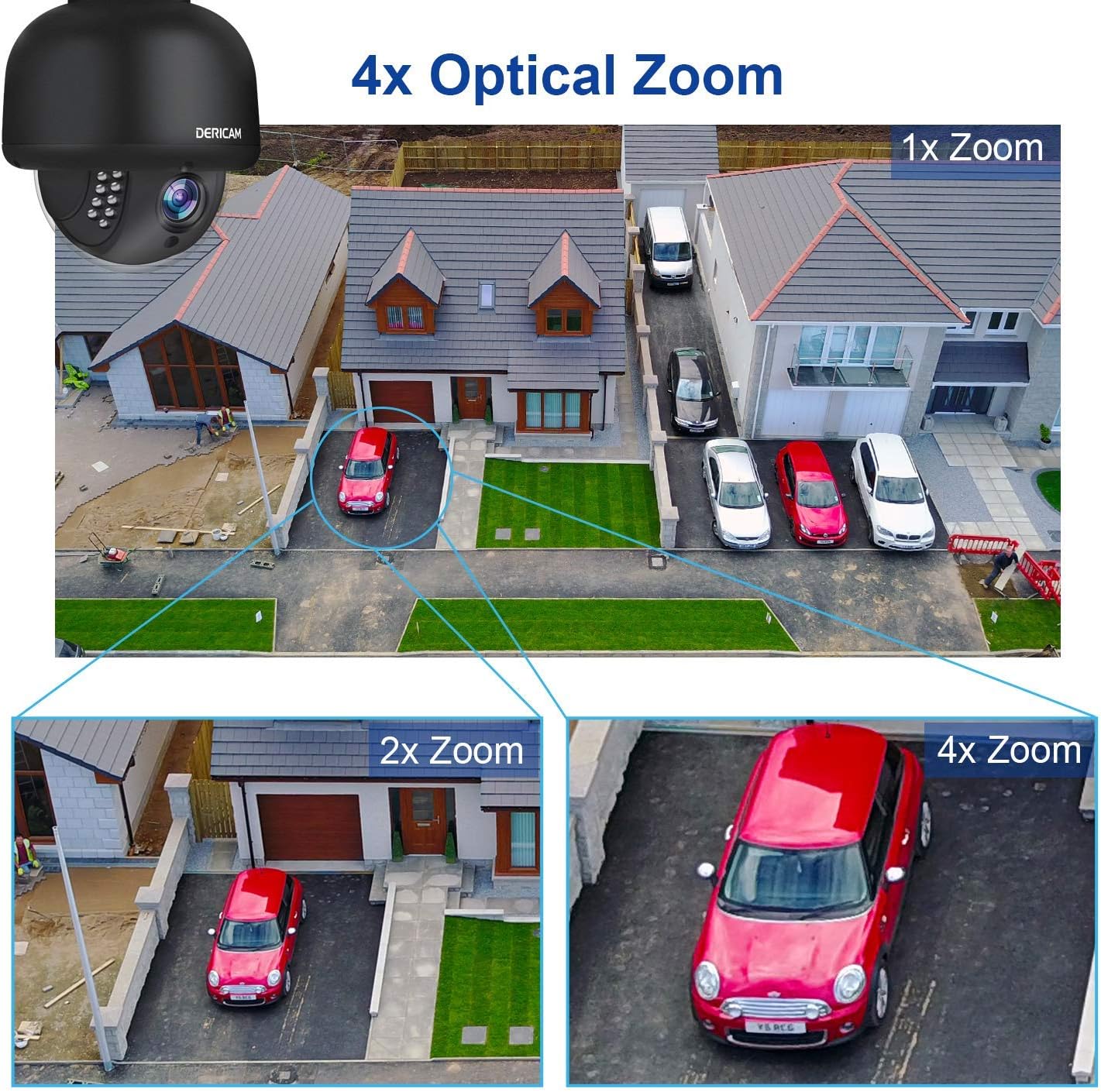 Black Outdoor WiFi PTZ Security Camera with 4X Optical Zoom and 32GB Memory Card R99683