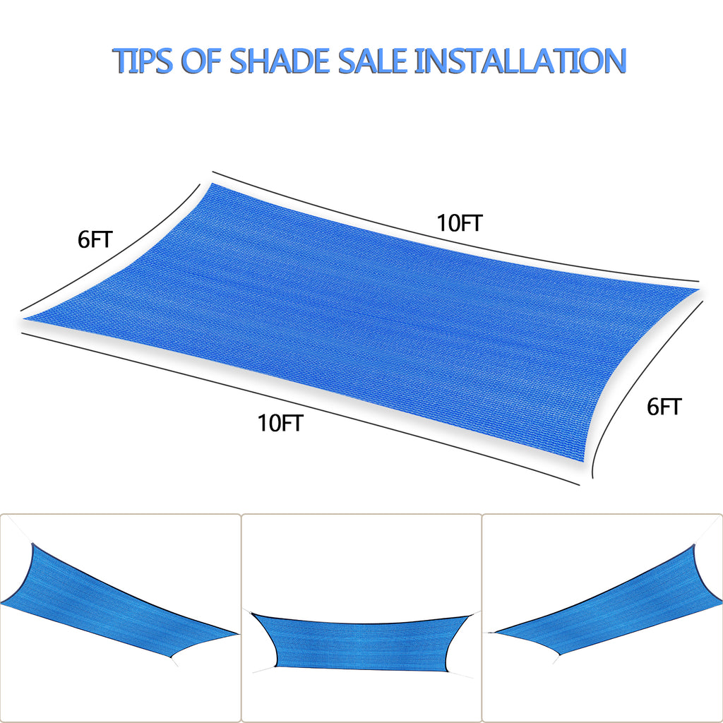 Rectangle Sun Shade Sails 6'x 10' Blue G228548