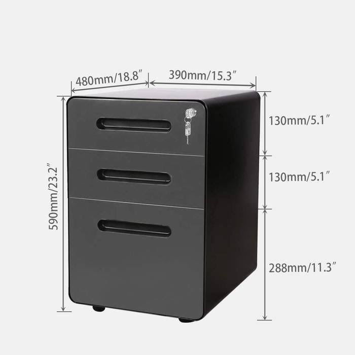 3-Drawer Metal Mobile File Cabinet with Locking Keys I255307