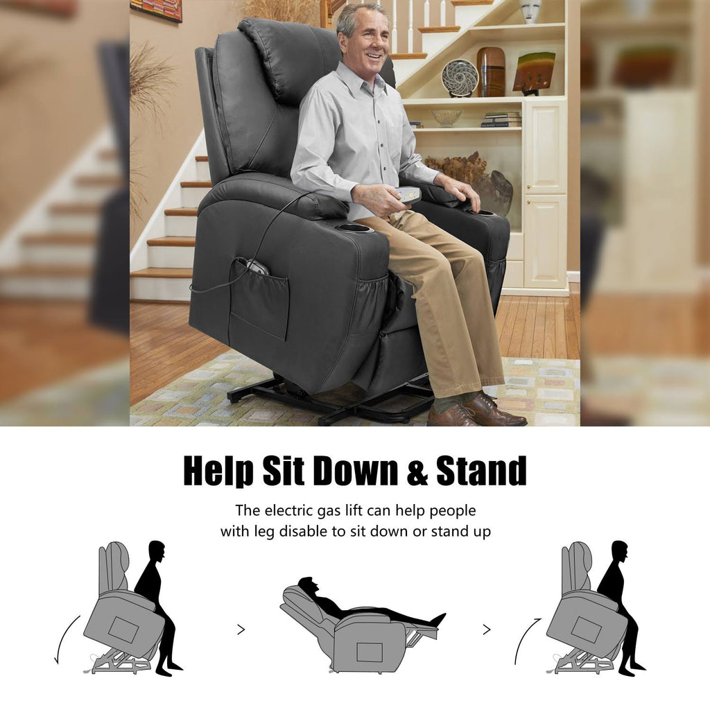 Black Power Lift Recliner with Massage and HEAT Y632
