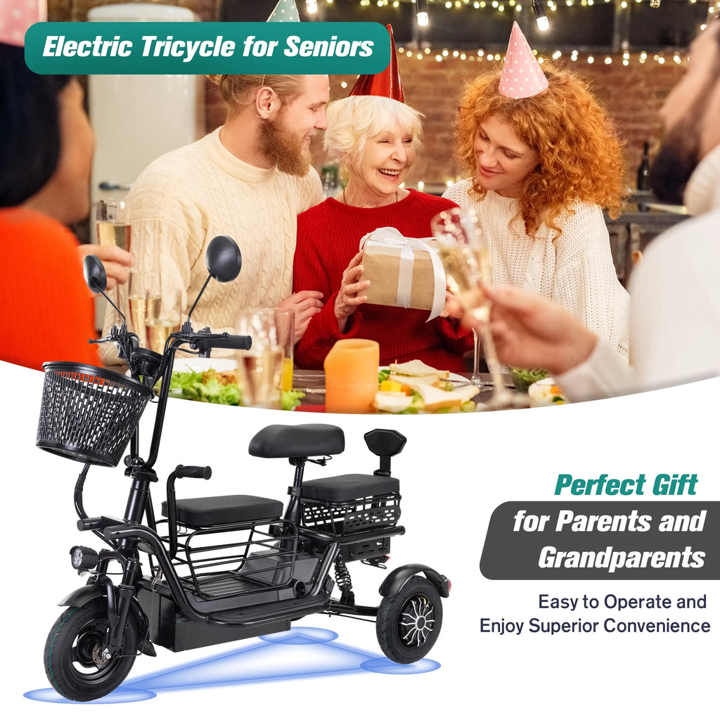 Black Folding Electric Tricycle with 48V 400W Lithium Battery E6976
