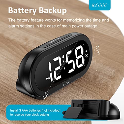 Small LED Digital Alarm Clock with Snooze, USB Charger O9933