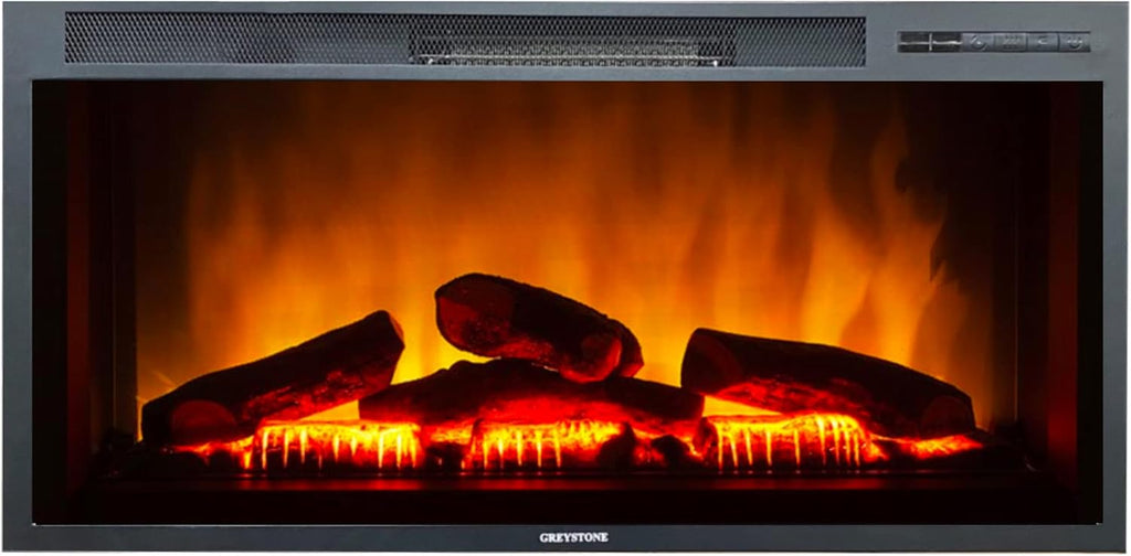 Black Wall Mounted Electric Fireplace 36 Inches with Remote V6423