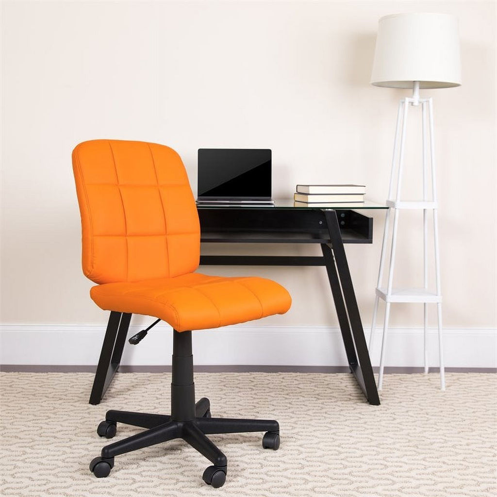 Orange Vinyl Quilted/Nylon Mid-Back Office Chair U962