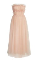 Strapless Ruched Tulle Midi Dress X522197