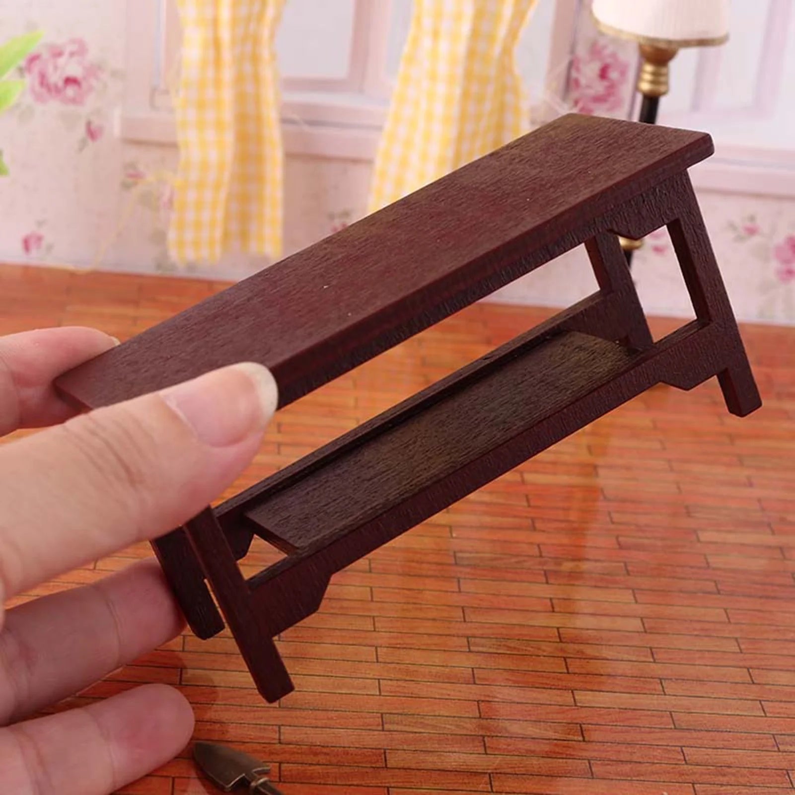 Mini Handmade Retro Wine Red Teatable Dollhouse Furniture Table V5612