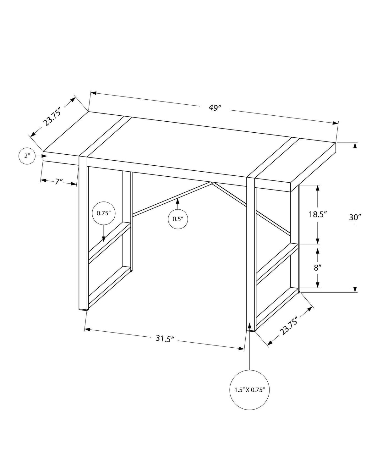 Taupe Black Particle Board Metal Computer Desk Q41419