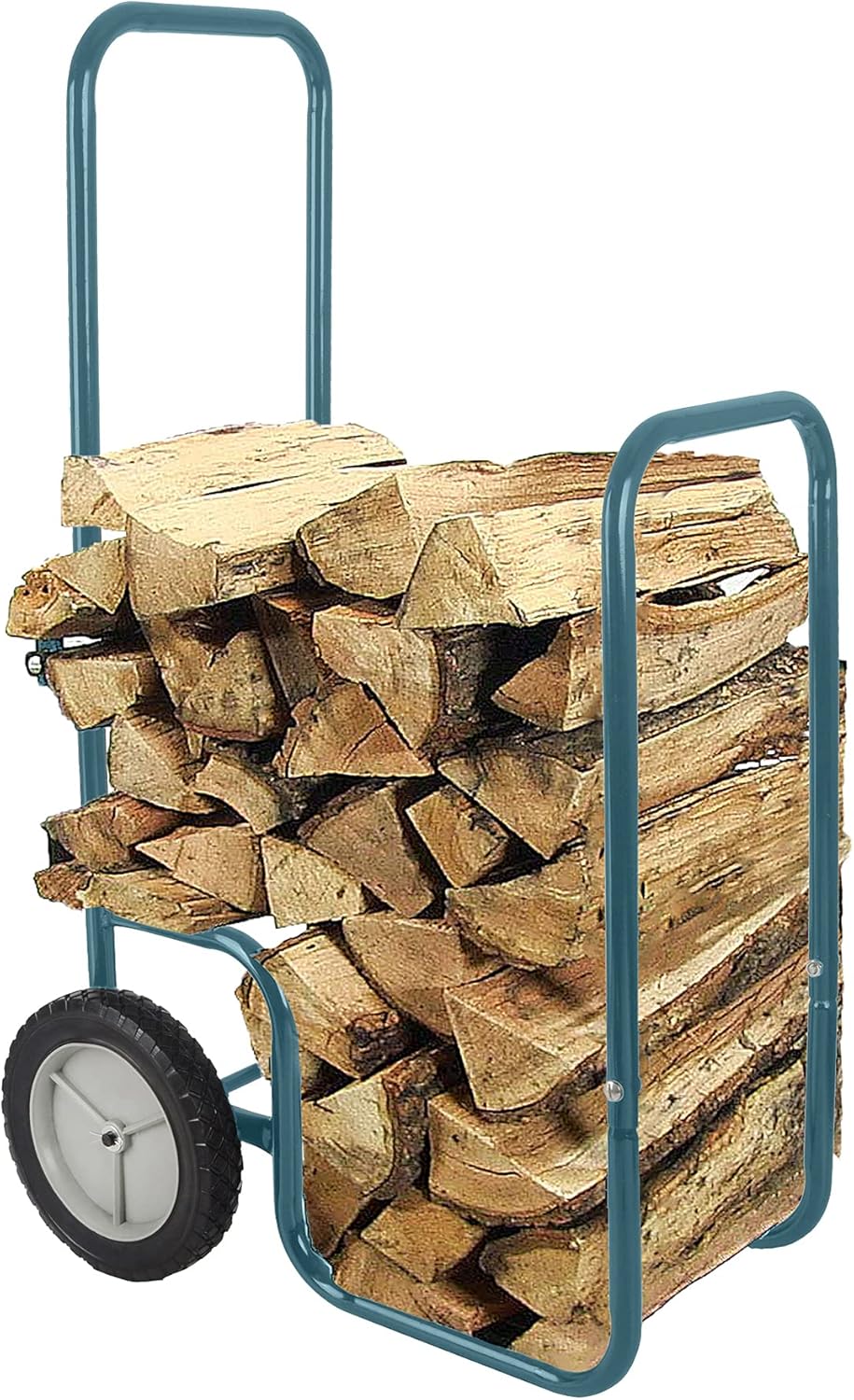 Gray Green Heavy Duty Steel Firewood Cart with 2 Pneumatic Wheels Y606121