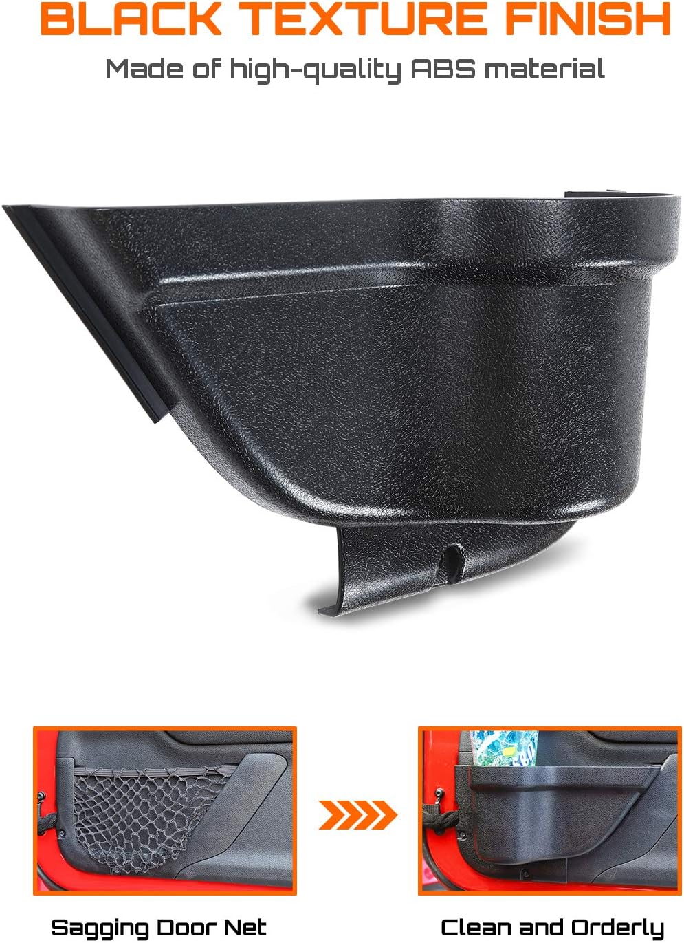 Black Door Side Storage Organizer Box for Jeep Wrangler JK JKU 2/4 Door, Pack of 2 Q378792