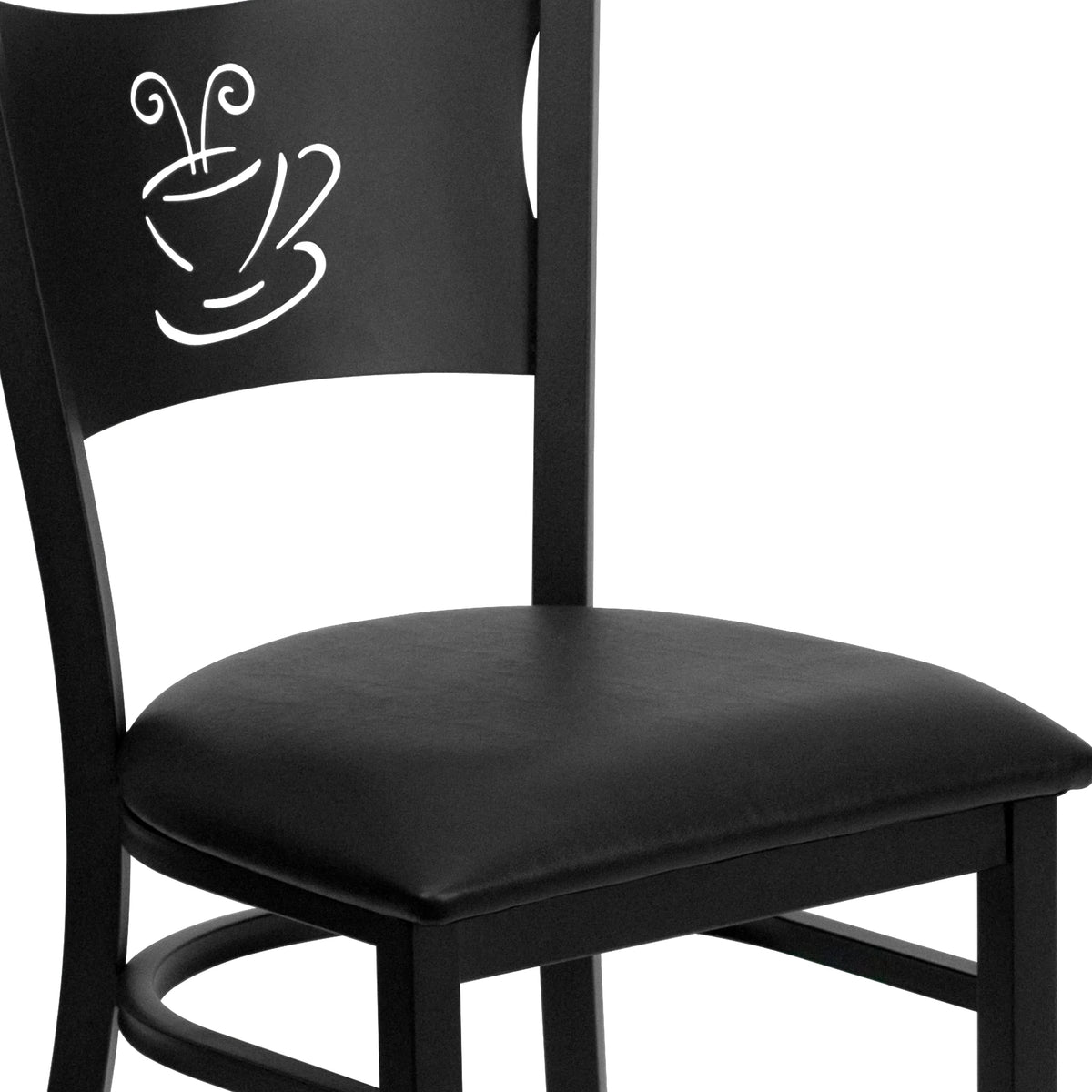Black Metal Restaurant Chair with Black Vinyl Seat O792