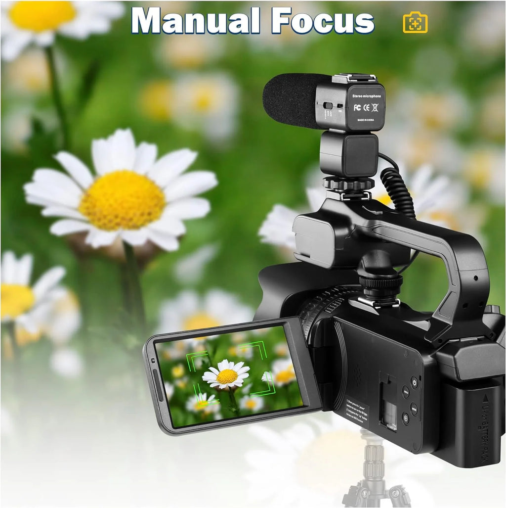 4k Video Camera Camcorder with 18X Digital Zoom, 64MP, 4.0-inch Rotating Touchscreen, 64GB SD Card, Black C864