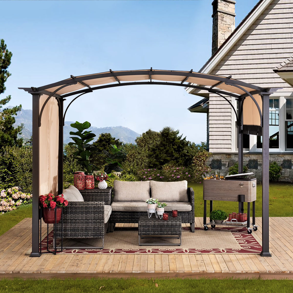 Adjustable Arched Steel Pergola Q75949