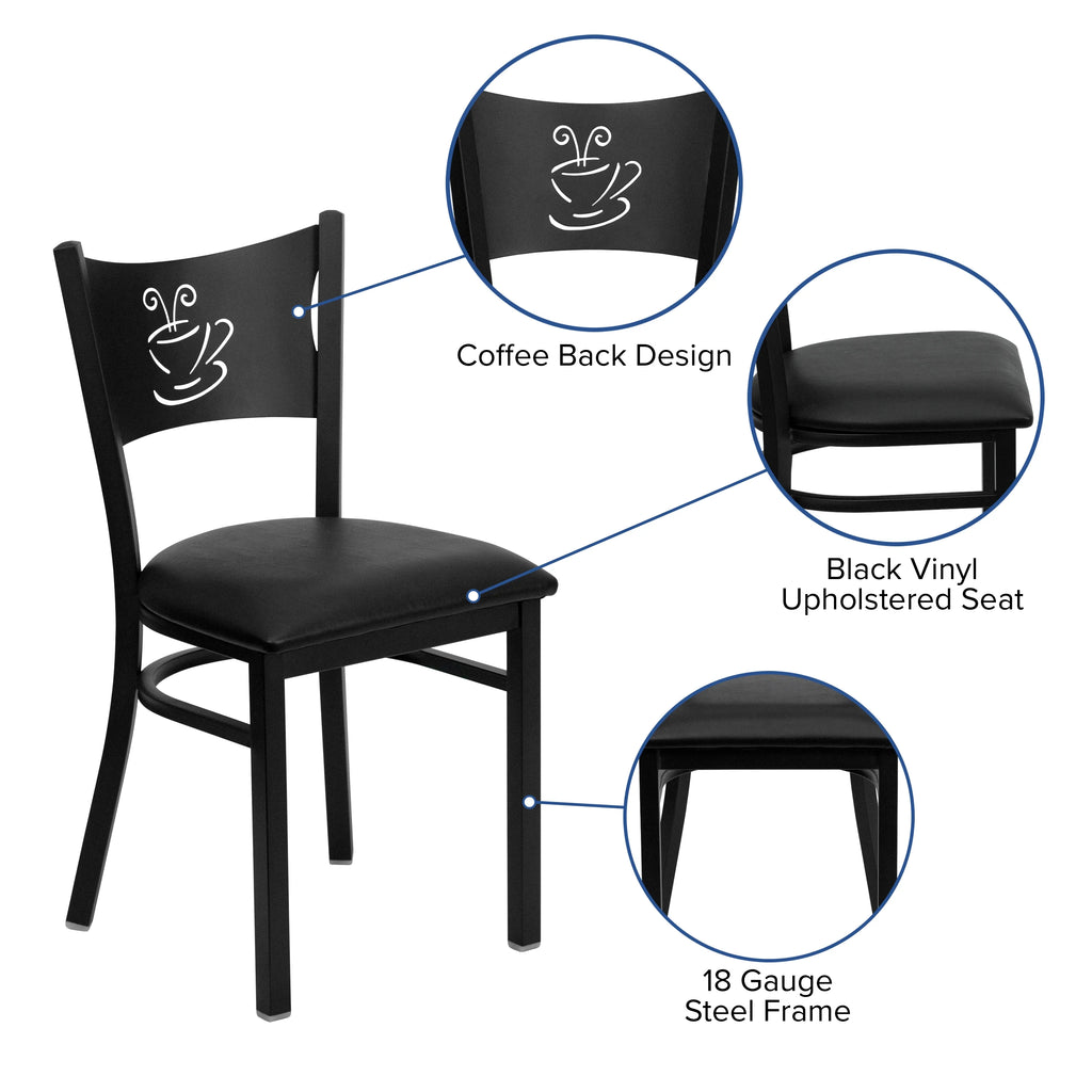 Black Metal Restaurant Chair with Black Vinyl Seat O792