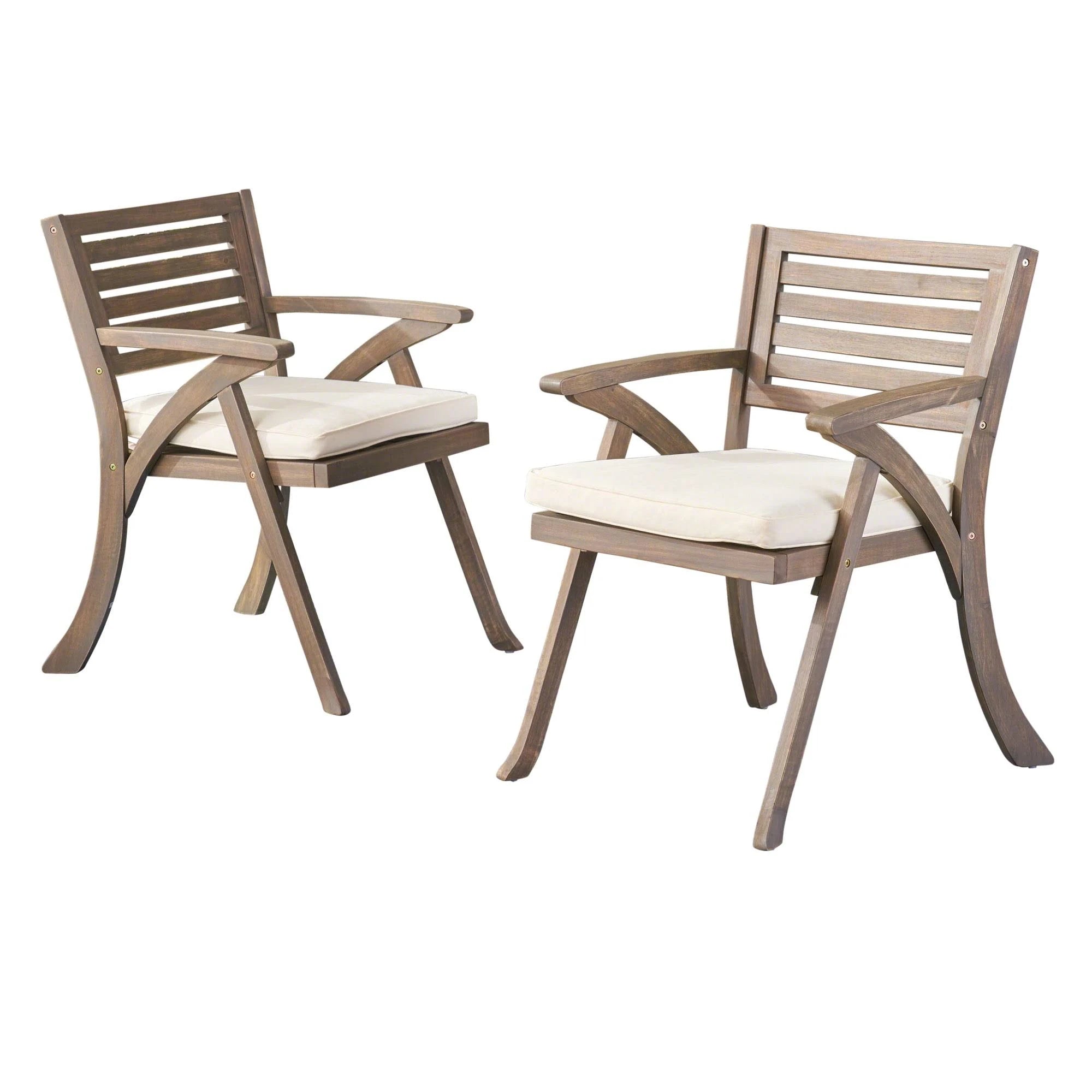 Gray Acacia Wood Arm Chair - 2 count V58877