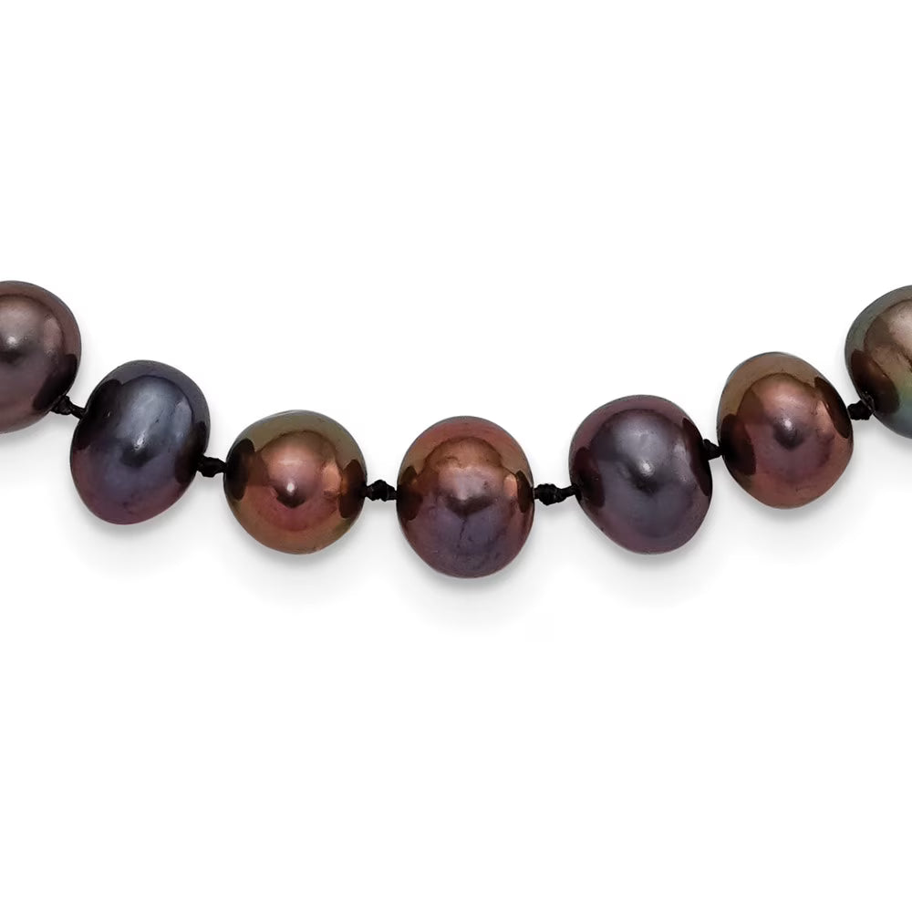 Sterling Silver Black Cultured Pearl Necklace S416