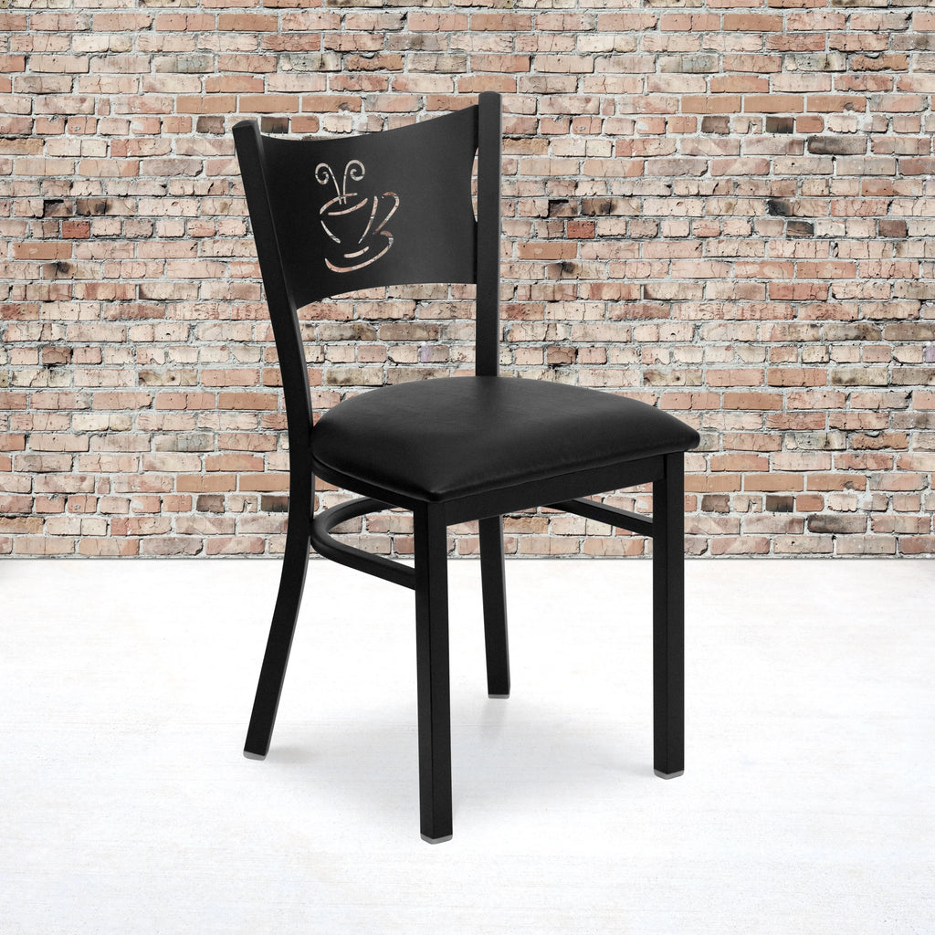 Black Metal Restaurant Chair with Black Vinyl Seat O792