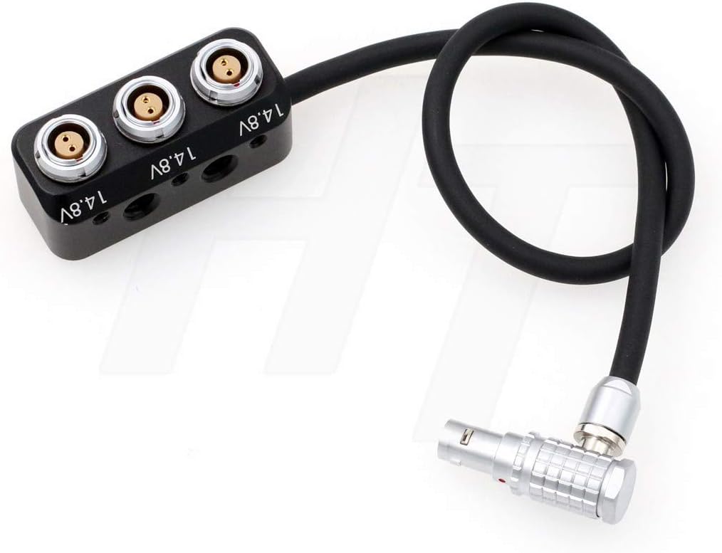 Right Angle Male 2 Pin to 3 x 2-pin Female Power Splitter Cable Box, 1 to 3 Triple Pack of 2 Y139