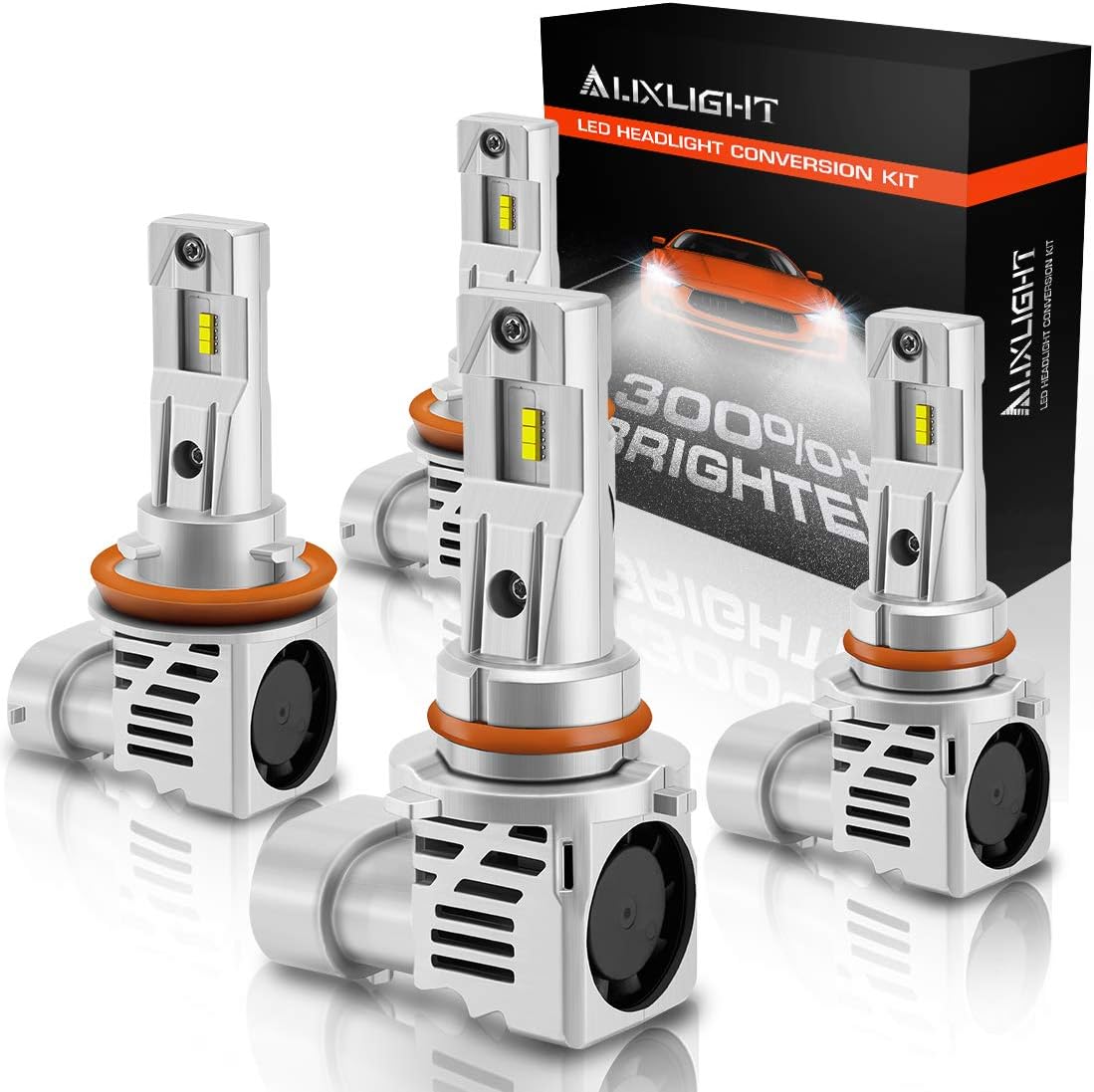 9005/HB3 LED High Beam + H11/H8/H9 LED Low Beam Headlight Bulbs Combo Kit, 12000LM Per Pair 6500K Xenon White (Pack of 4) A928565