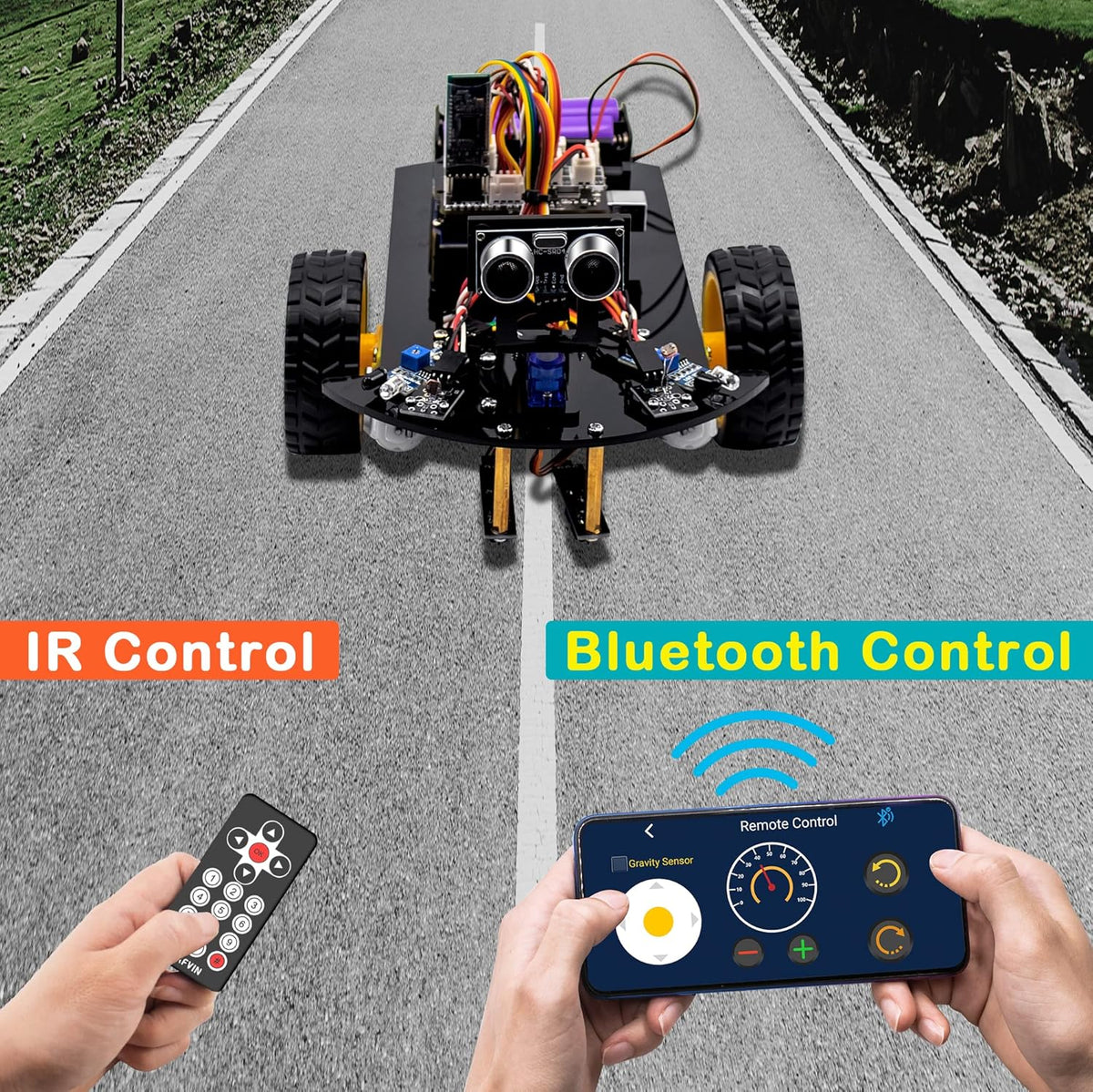 Smart Robot Car 2WD Chassis Kit V2 with Ultrasonic Module E171048