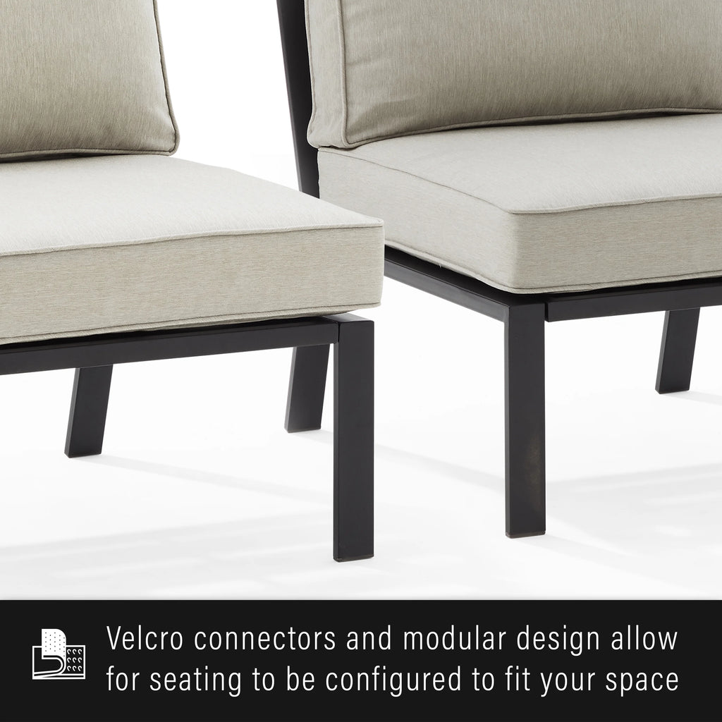 Taupe Matte Black Outdoor Metal Sectional Loveseat B655269