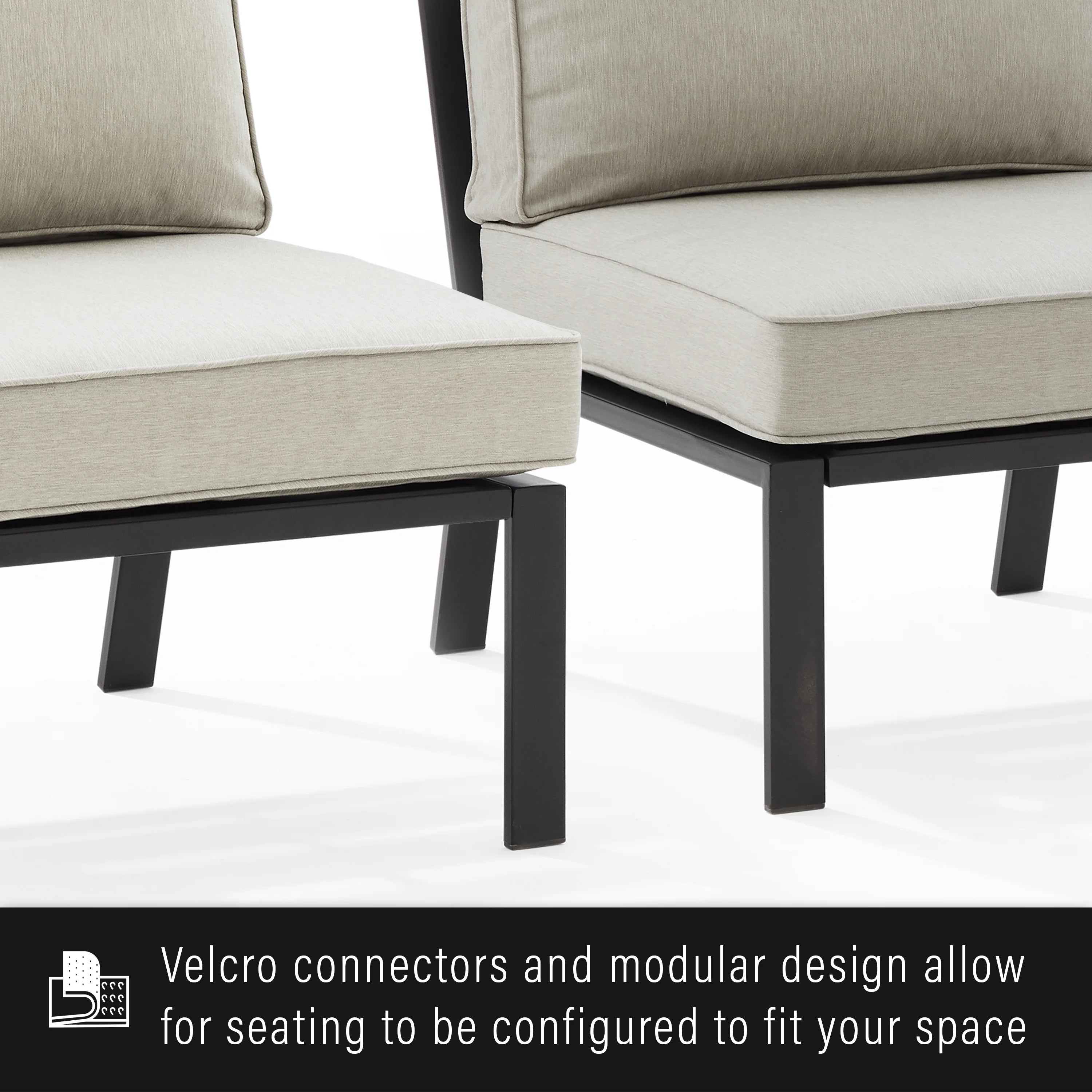 Taupe Matte Black Outdoor Metal Sectional Loveseat B655269