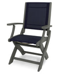 Slate Grey / Navy Blue Sling Folding Chair I1163