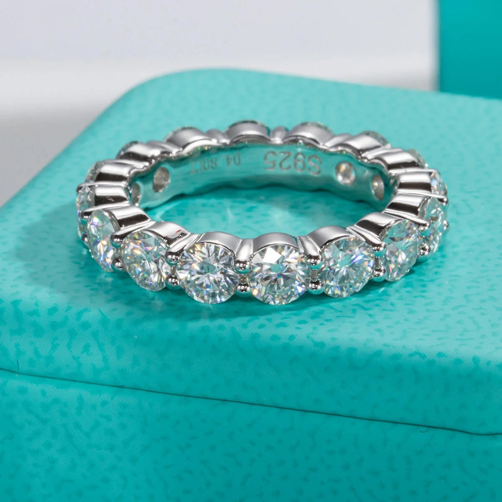 4.8 Cart Moissanite Eternity Ring D Color VVS1 925 Sterling Silver Wedding Band Ring I1370