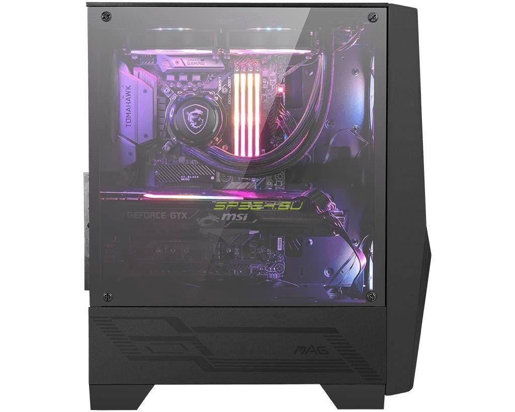 Black Mid Tower Gaming Computer Case with Tempered Glass I8422