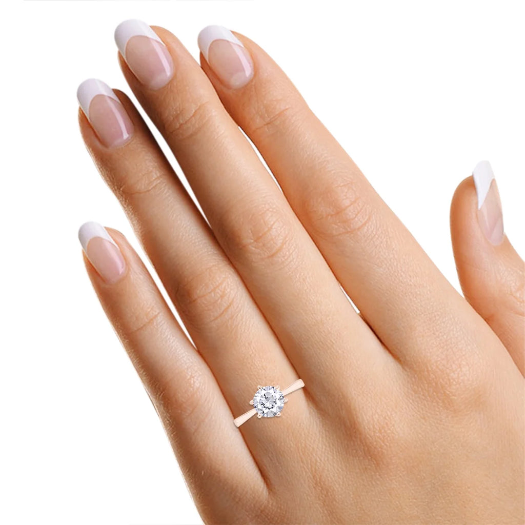 14K Rose Gold Over Sterling Silver Moissanite Solitaire Engagement Ring E826