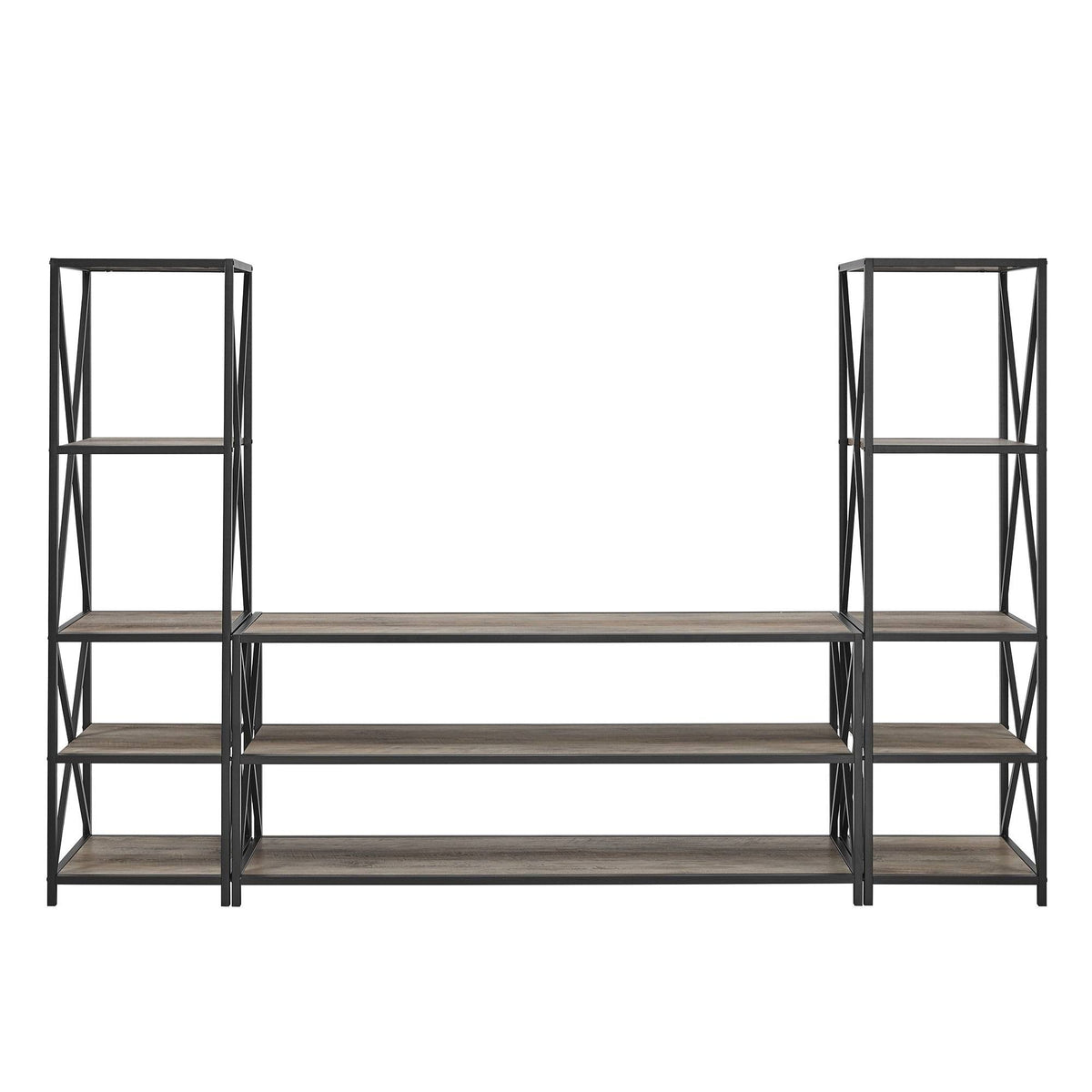 Slate Grey / Black Metal 3-Piece Entertainment Wall W232